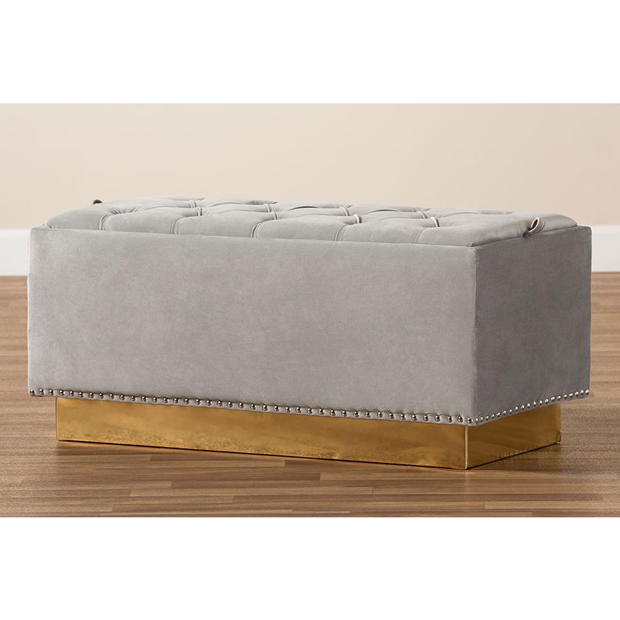 Gold PU Leather Storage Ottoman. Picture 9