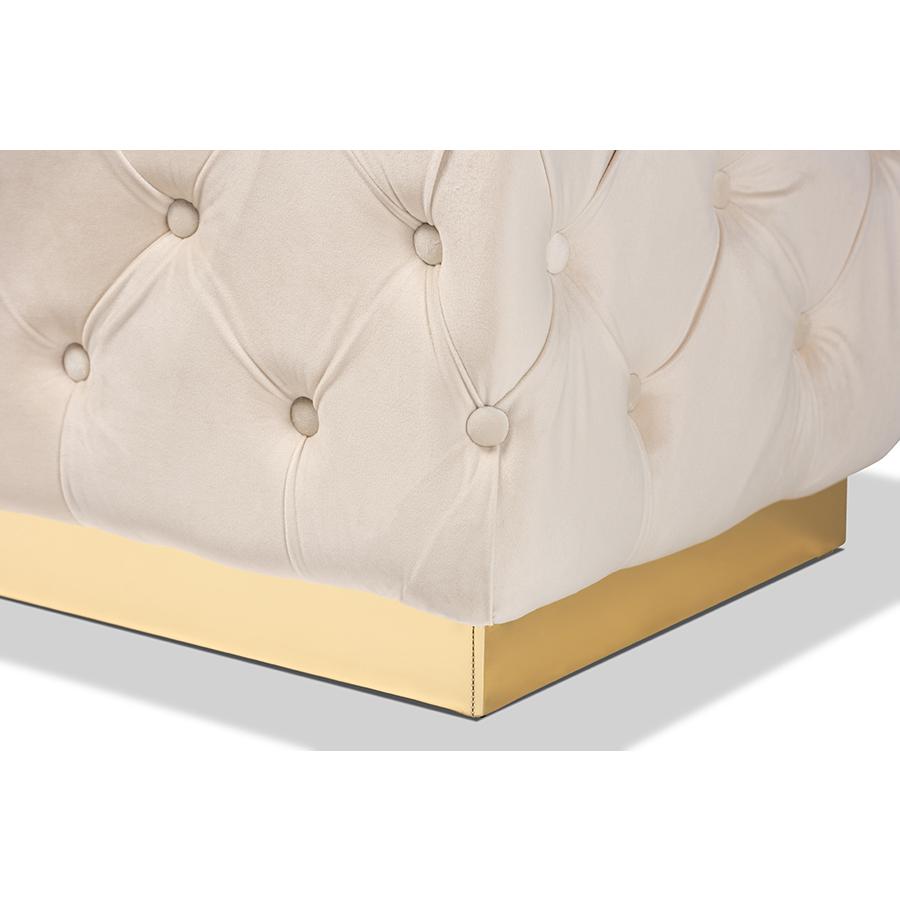 Gold PU Leather Ottoman. Picture 4