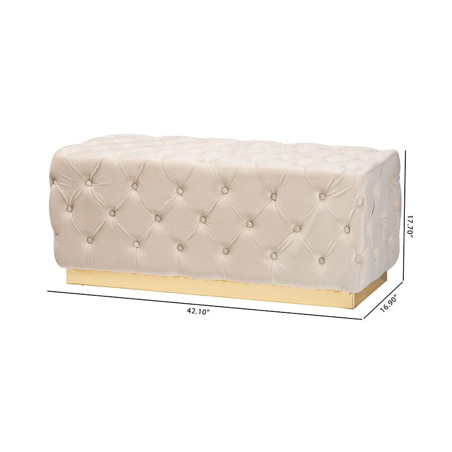 Gold PU Leather Ottoman. Picture 7