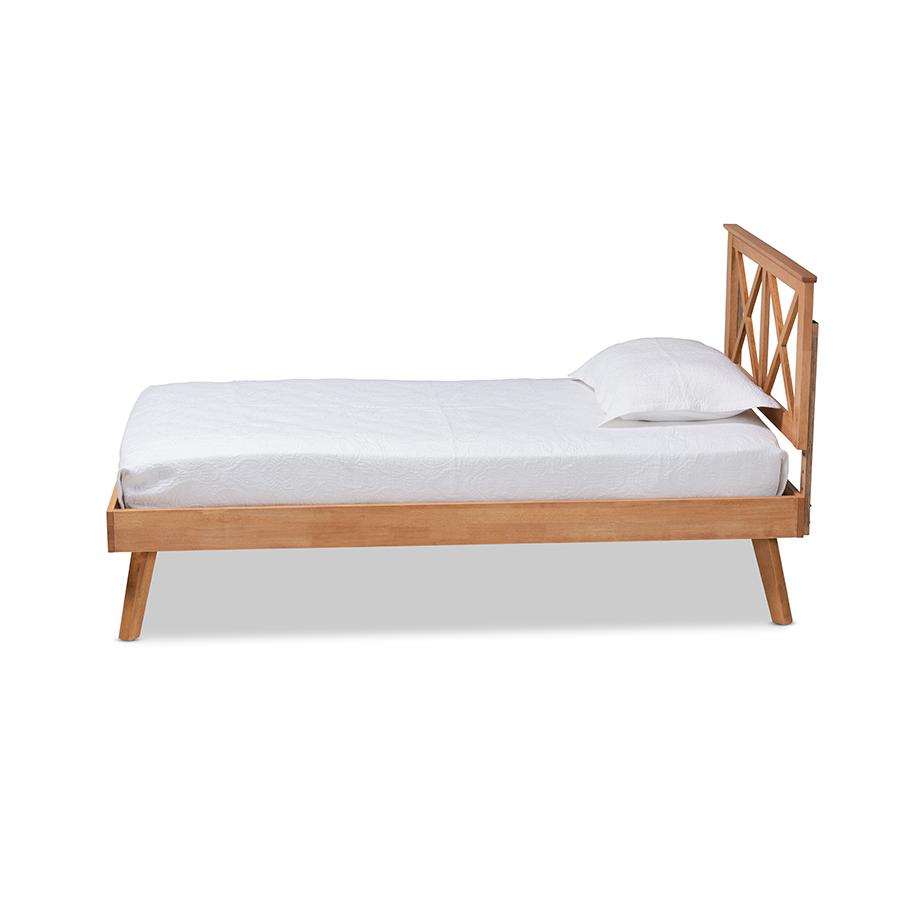 Galvin Modern and Contemporary Brown Finished Wood Twin Size Platform Bed. Picture 2