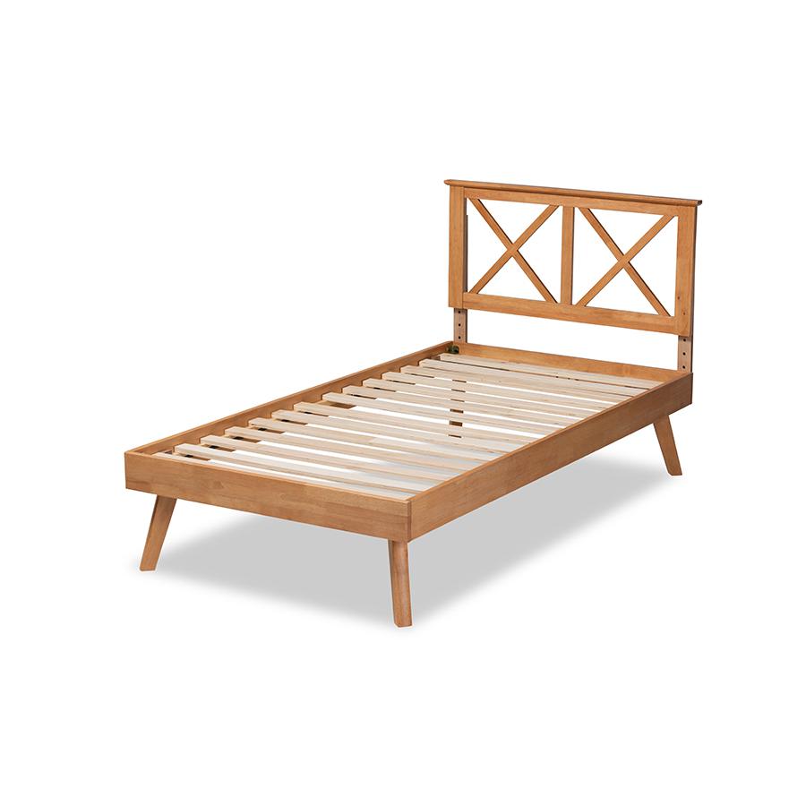 Galvin Modern and Contemporary Brown Finished Wood Twin Size Platform Bed. Picture 3