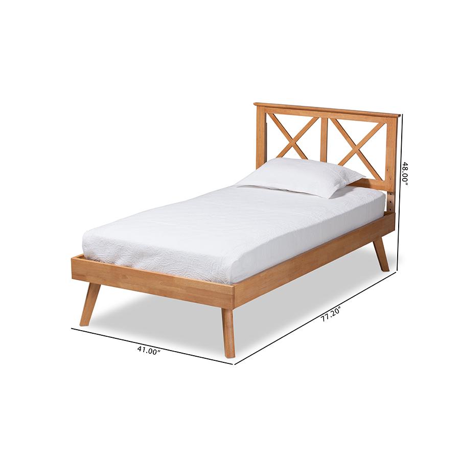 Galvin Modern and Contemporary Brown Finished Wood Twin Size Platform Bed. Picture 8