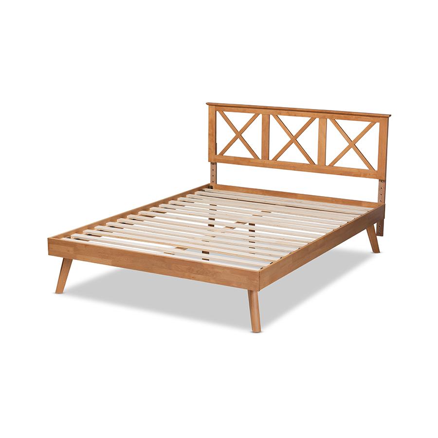 Galvin Modern and Contemporary Brown Finished Wood Full Size Platform Bed. Picture 3
