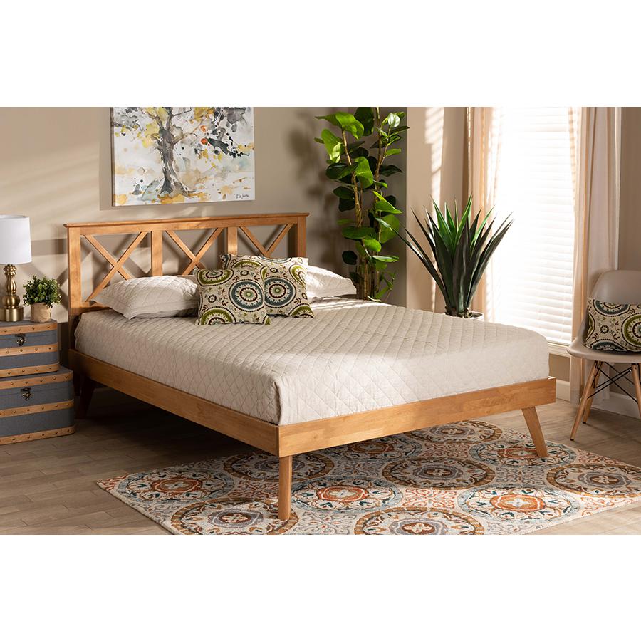 Galvin Modern and Contemporary Brown Finished Wood Full Size Platform Bed. Picture 6