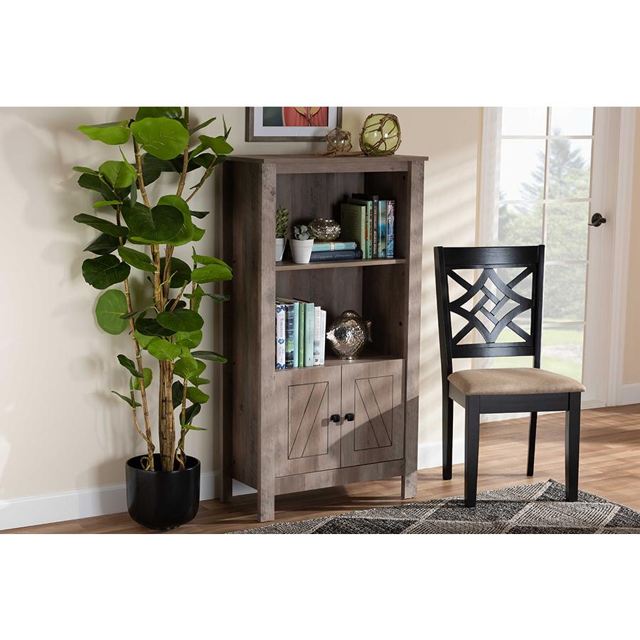 Transitional Rustic Oak Finished Wood 3-Tier Bookcase. Picture 6
