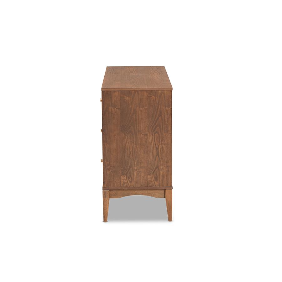 Landis Mid-Century Modern Ash Walnut Finished Wood 6-Drawer Dresser. Picture 4