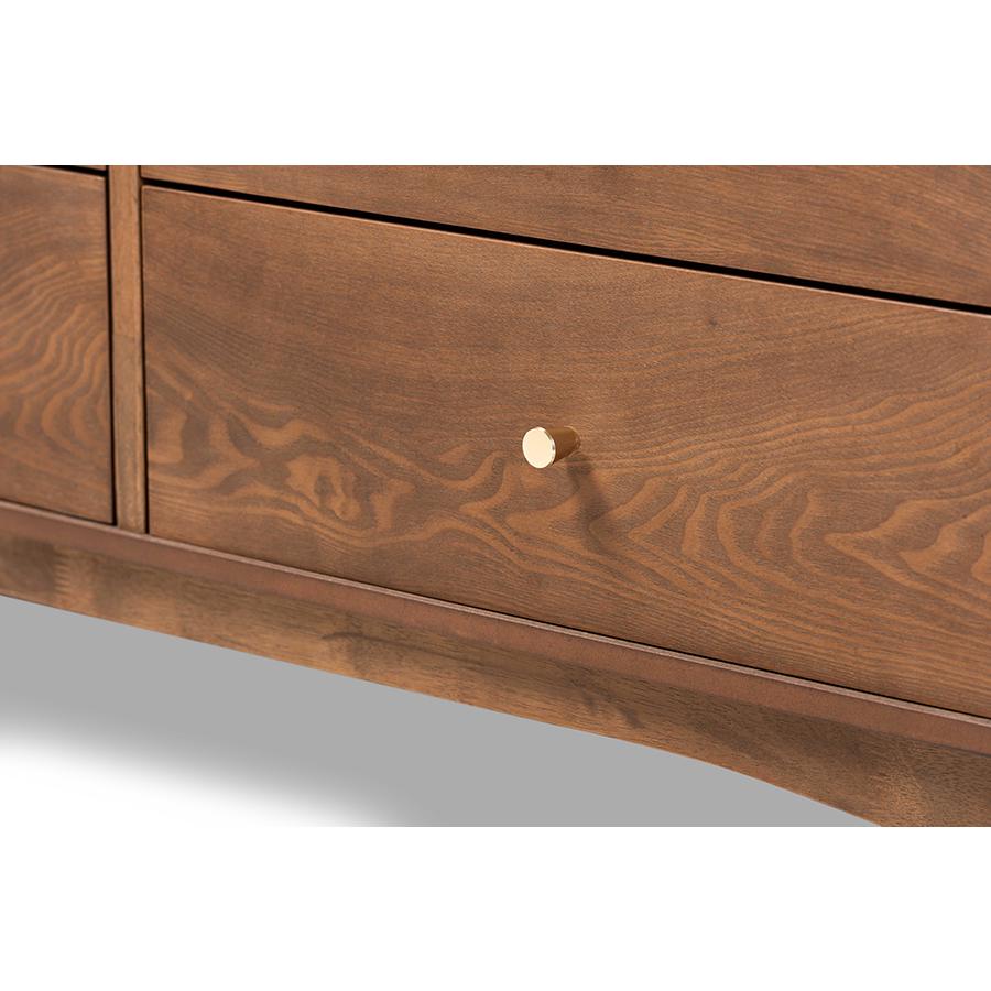Landis Mid-Century Modern Ash Walnut Finished Wood 6-Drawer Dresser. Picture 6