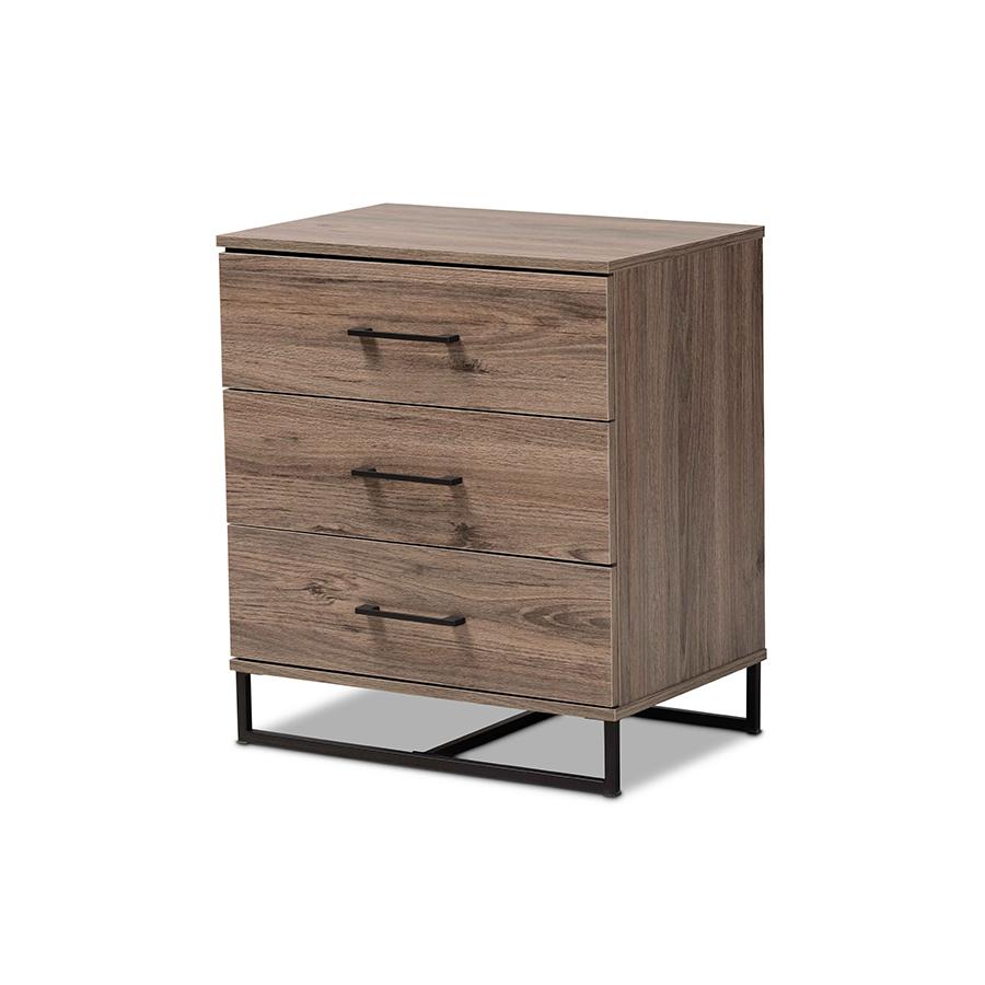 Daxton Modern and Contemporary Rustic Oak Finished Wood 3-Drawer Storage Chest. Picture 1