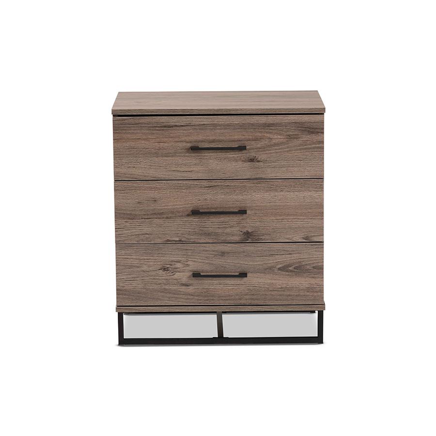 Daxton Modern and Contemporary Rustic Oak Finished Wood 3-Drawer Storage Chest. Picture 3