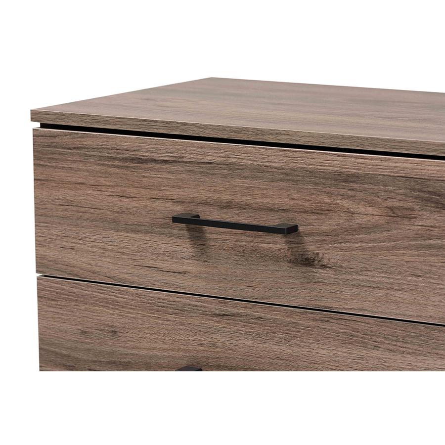 Daxton Modern and Contemporary Rustic Oak Finished Wood 3-Drawer Storage Chest. Picture 5