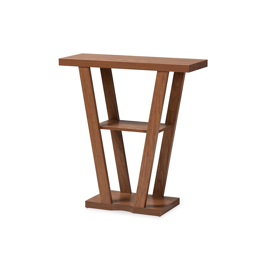 Boone Modern and Contemporary Walnut Brown Finished Wood Console Table. Picture 1