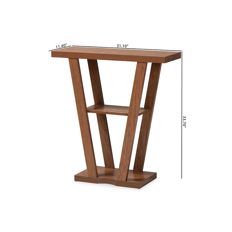 Boone Modern and Contemporary Walnut Brown Finished Wood Console Table. Picture 8