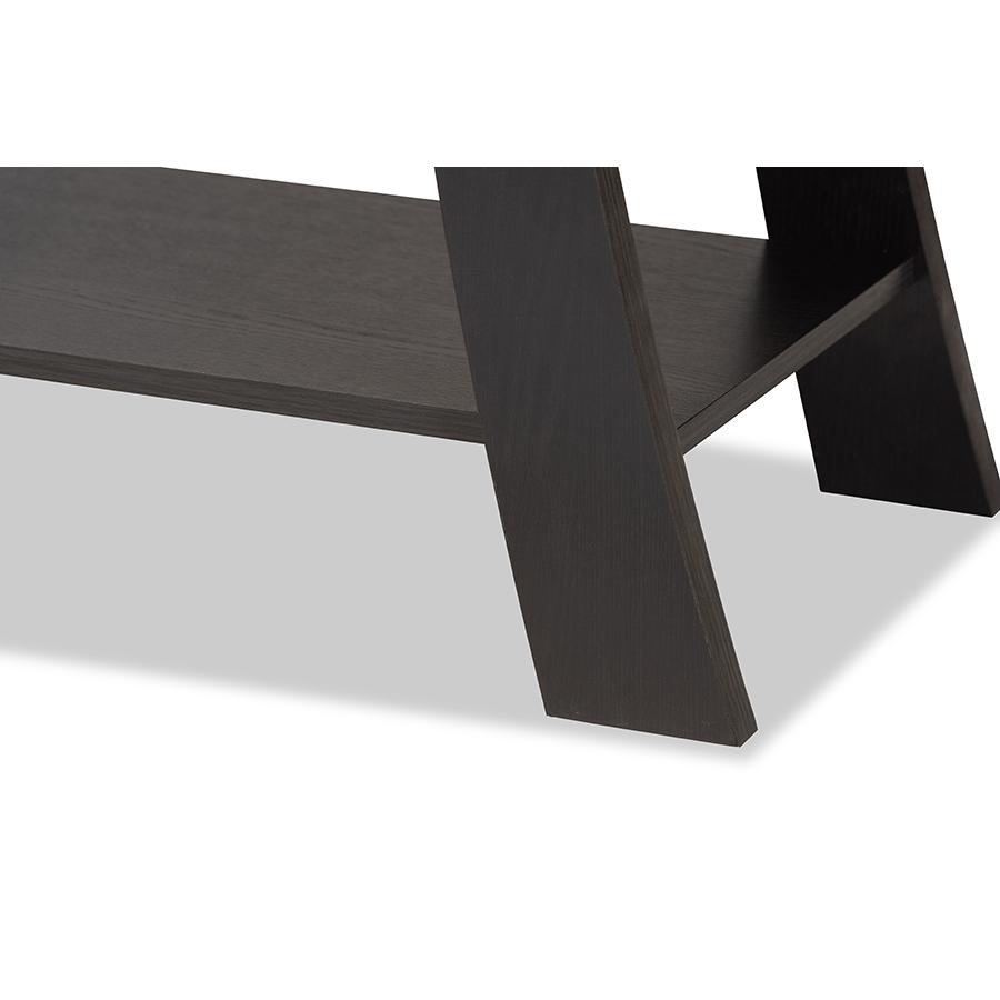 Herman Modern and Contemporary Dark Brown Finished Wood 1-Drawer Console Table. Picture 7