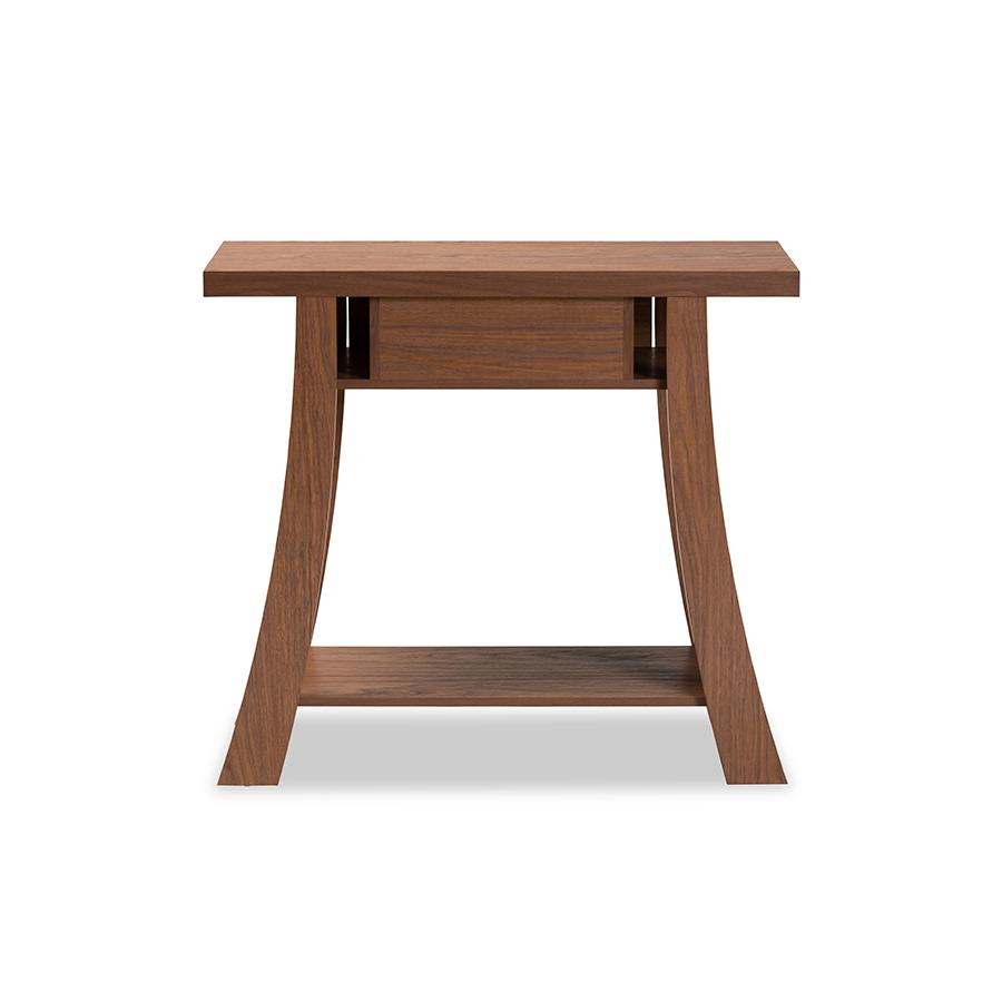 Herman Modern and Contemporary Walnut Brown Finished Wood 1-Drawer Console Table. Picture 5