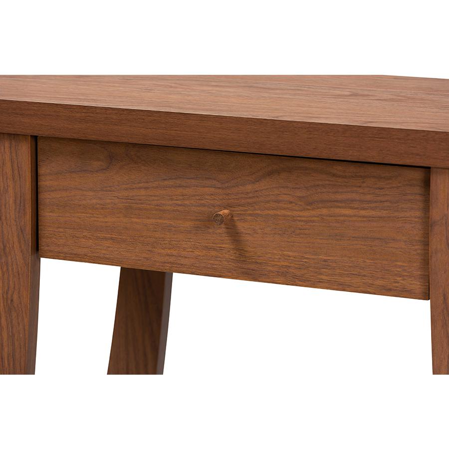 Herman Modern and Contemporary Walnut Brown Finished Wood 1-Drawer Console Table. Picture 6