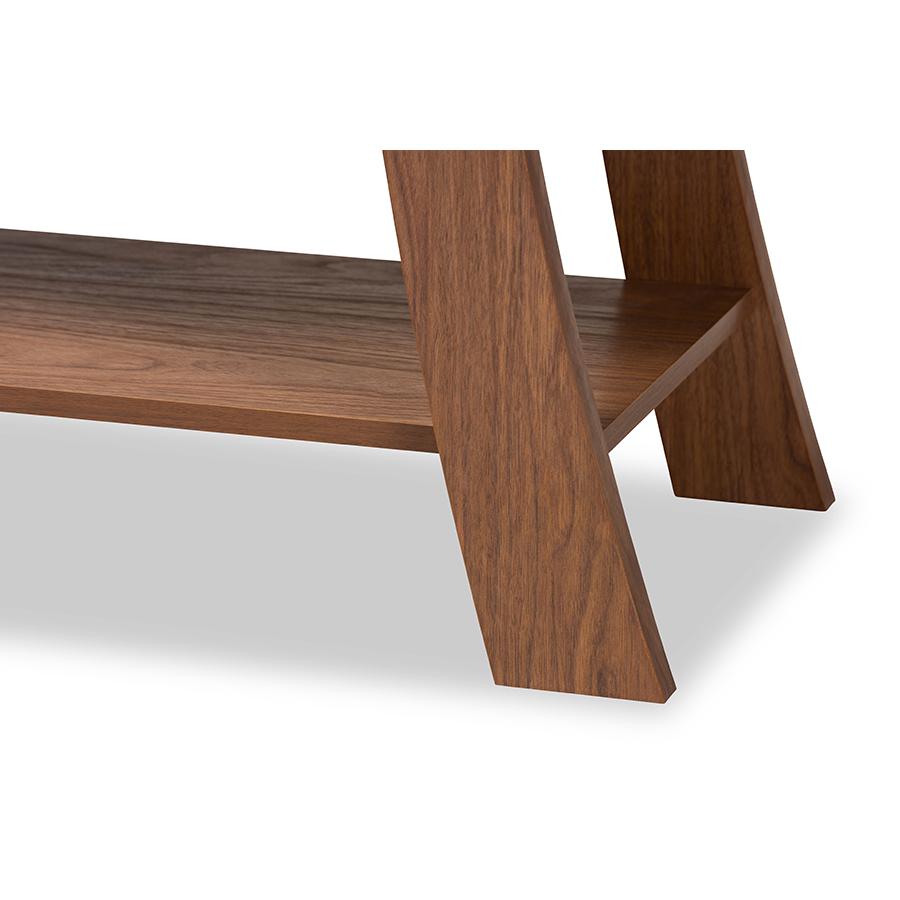 Herman Modern and Contemporary Walnut Brown Finished Wood 1-Drawer Console Table. Picture 7
