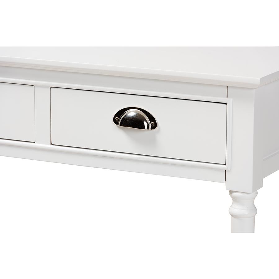 Garvey French Provincial White Finished Wood 3-Drawer Entryway Console Table. Picture 5