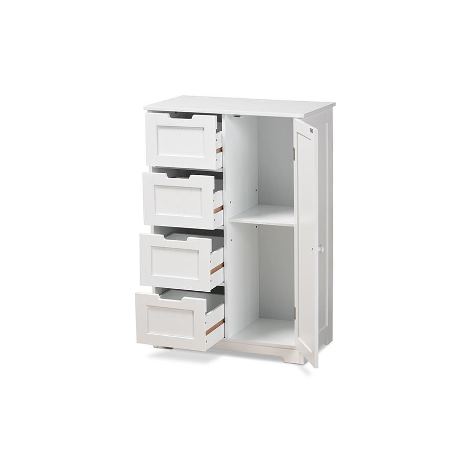 White Finished Wood 4-Drawer Bathroom Storage Cabinet. Picture 2