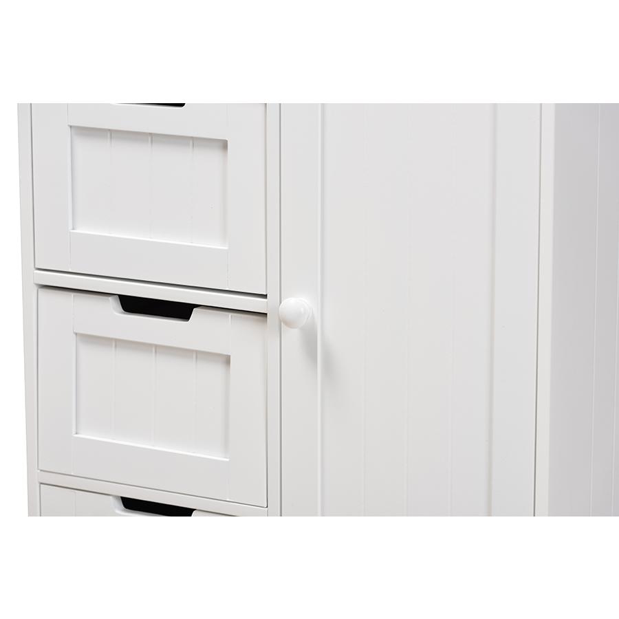 White Finished Wood 4-Drawer Bathroom Storage Cabinet. Picture 5