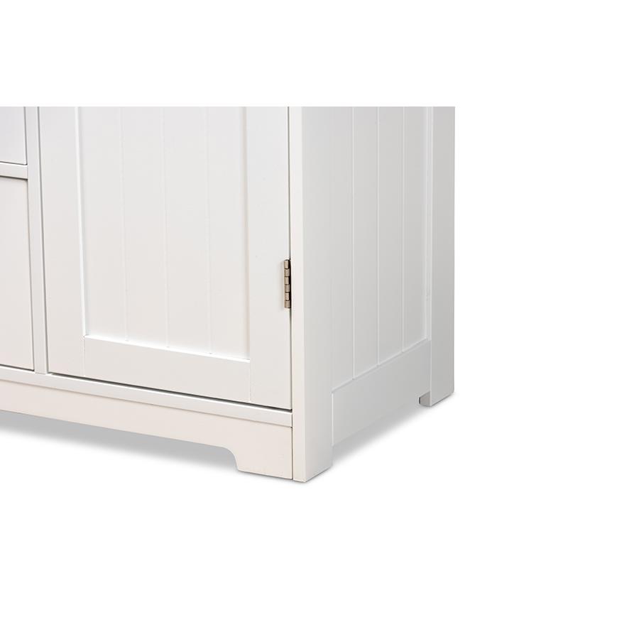 White Finished Wood 4-Drawer Bathroom Storage Cabinet. Picture 6