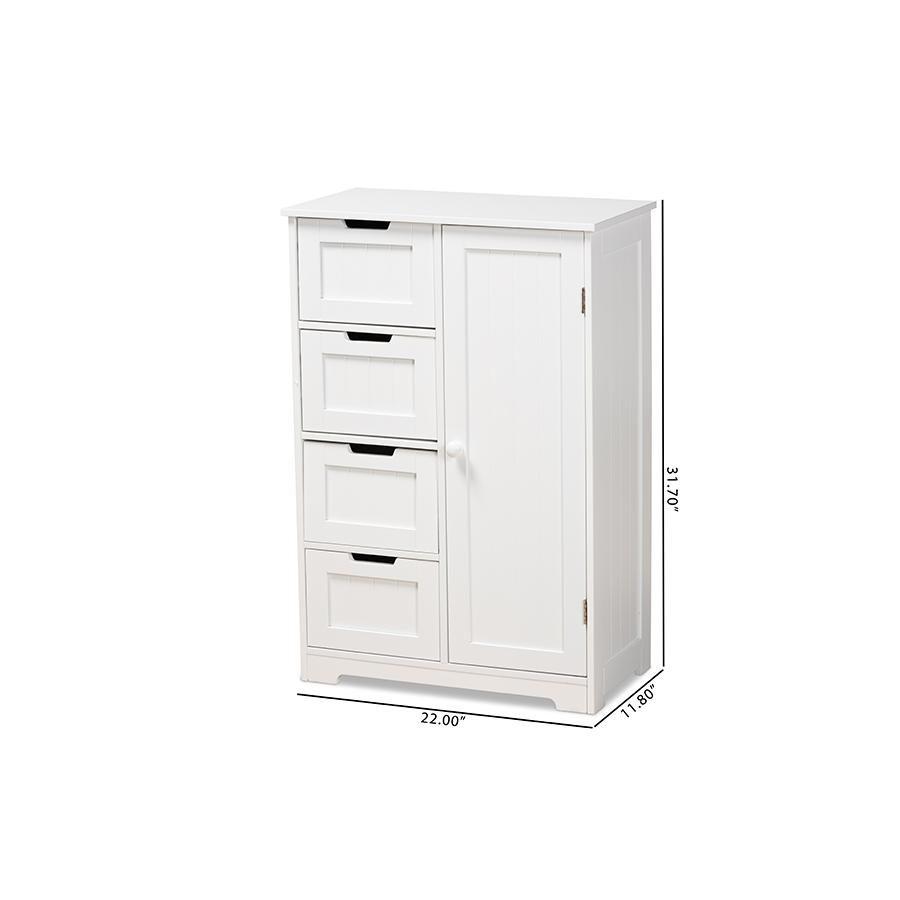 White Finished Wood 4-Drawer Bathroom Storage Cabinet. Picture 9