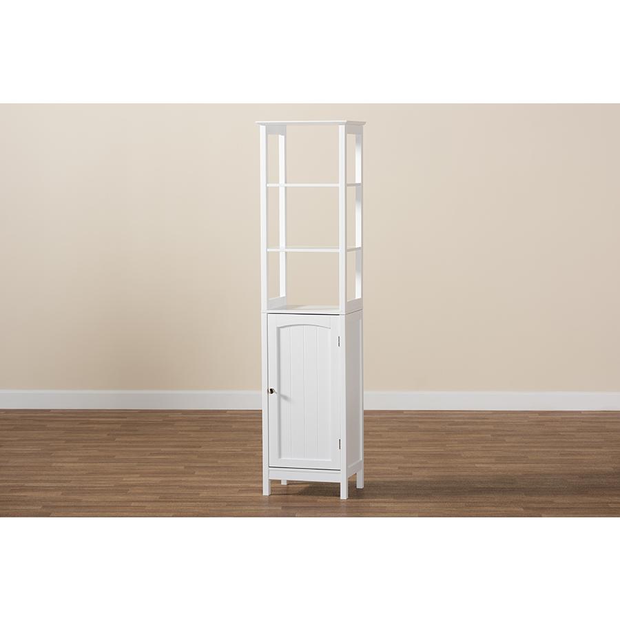 Beltran Modern and Contemporary White Finished Wood Bathroom Storage Cabinet. Picture 8