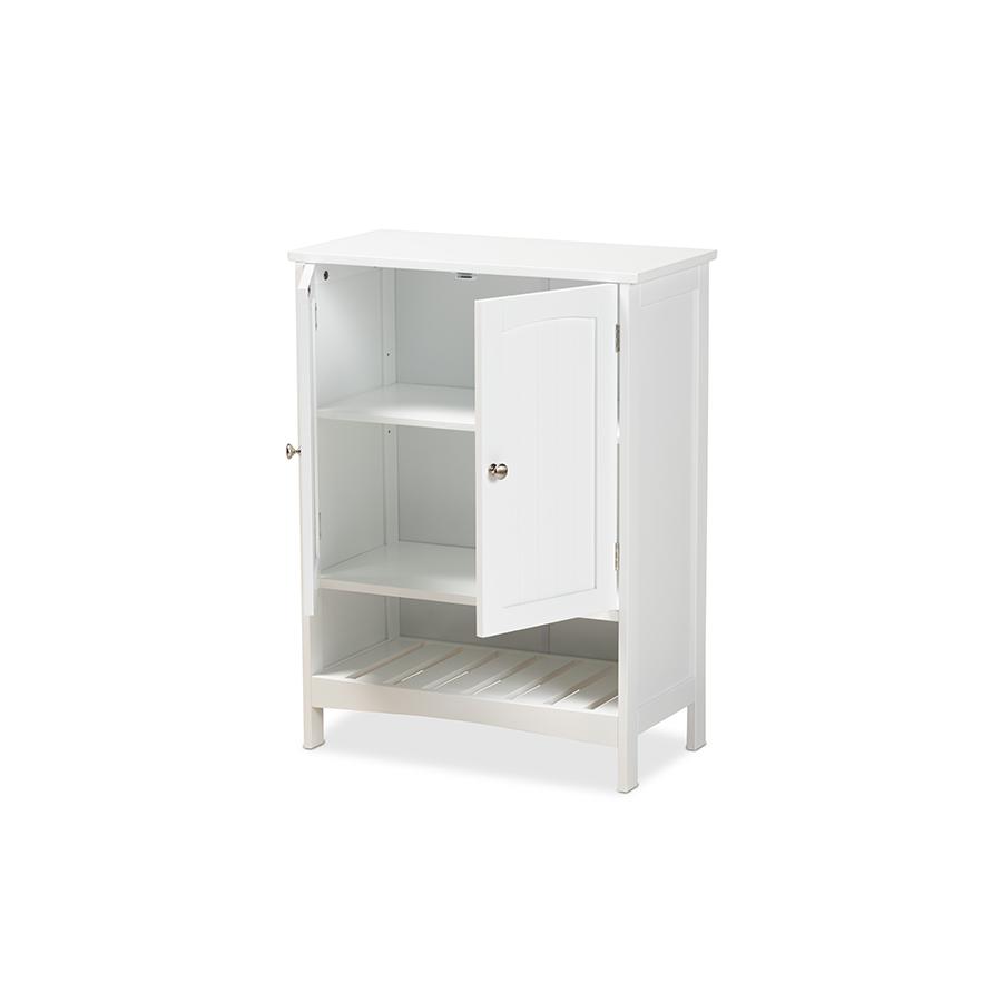 White Finished Wood 2-Door Bathroom Storage Cabinet. Picture 2
