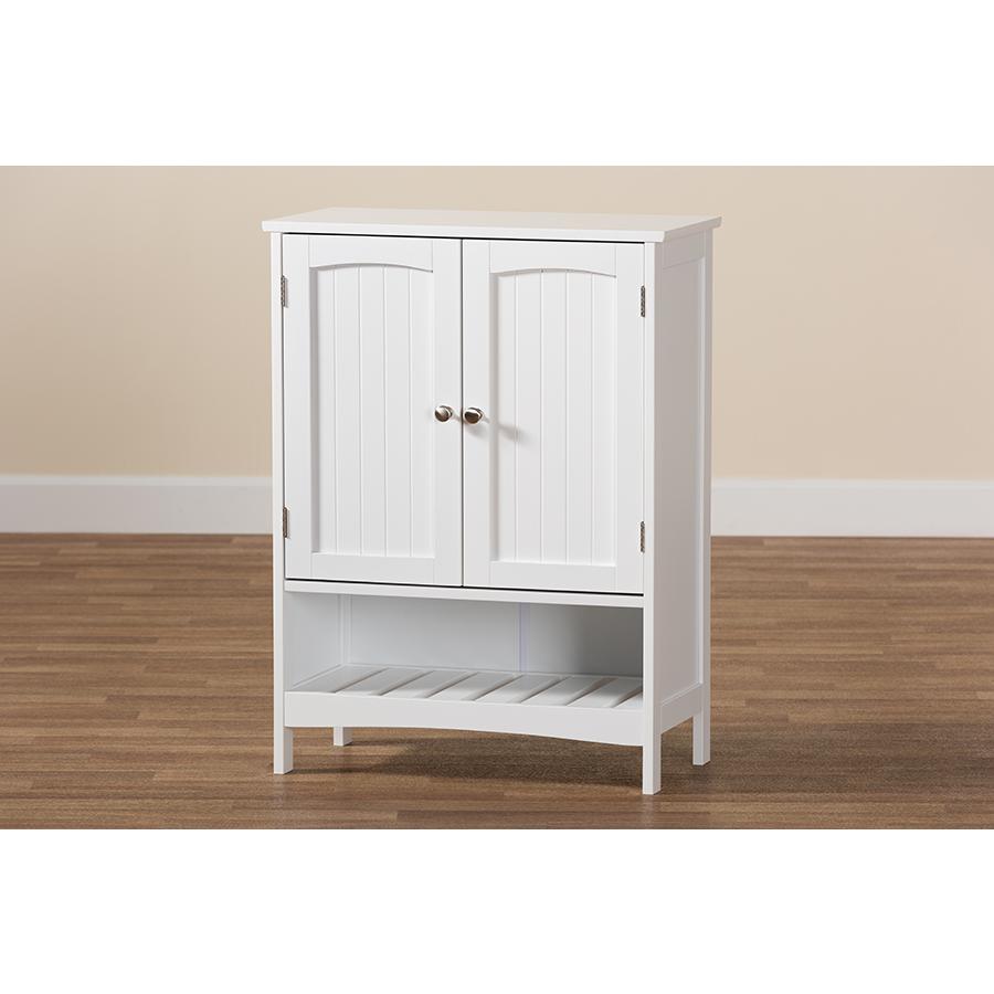 White Finished Wood 2-Door Bathroom Storage Cabinet. Picture 8