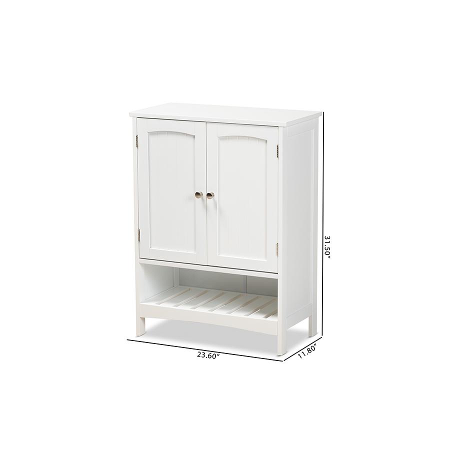 White Finished Wood 2-Door Bathroom Storage Cabinet. Picture 9