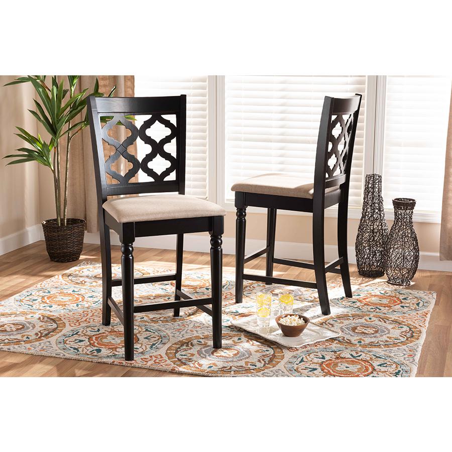 Dark Brown Finished Wood 2-Piece Counter Stool Set. Picture 6