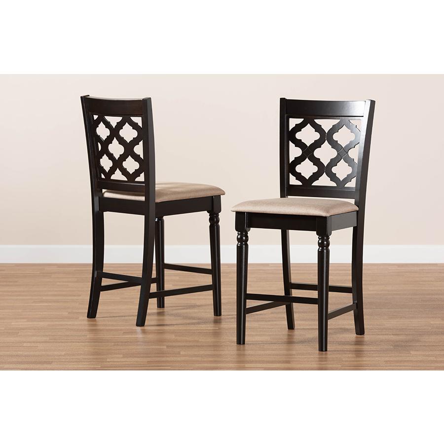 Dark Brown Finished Wood 2-Piece Counter Stool Set. Picture 7