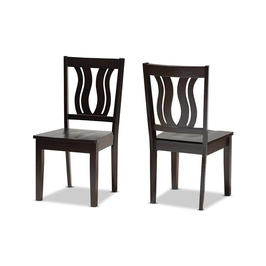 Baxton Studio Fenton Modern and Contemporary Transitional Dark Brown Finished Wood 2-Piece Dining Chair Set. Picture 1
