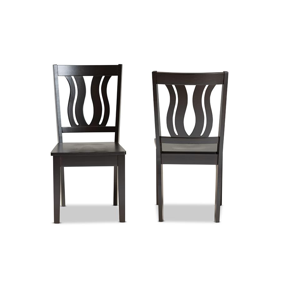 Baxton Studio Fenton Modern and Contemporary Transitional Dark Brown Finished Wood 2-Piece Dining Chair Set. Picture 2