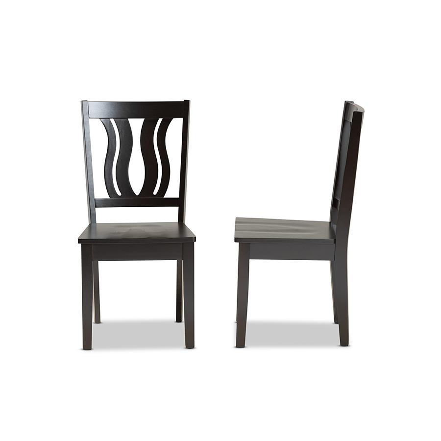 Baxton Studio Fenton Modern and Contemporary Transitional Dark Brown Finished Wood 2-Piece Dining Chair Set. Picture 3