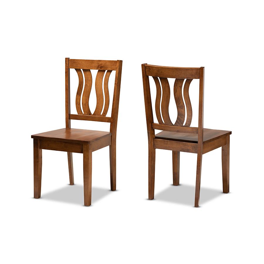 Transitional Walnut Brown Finished Wood 2-Piece Dining Chair Set. Picture 1