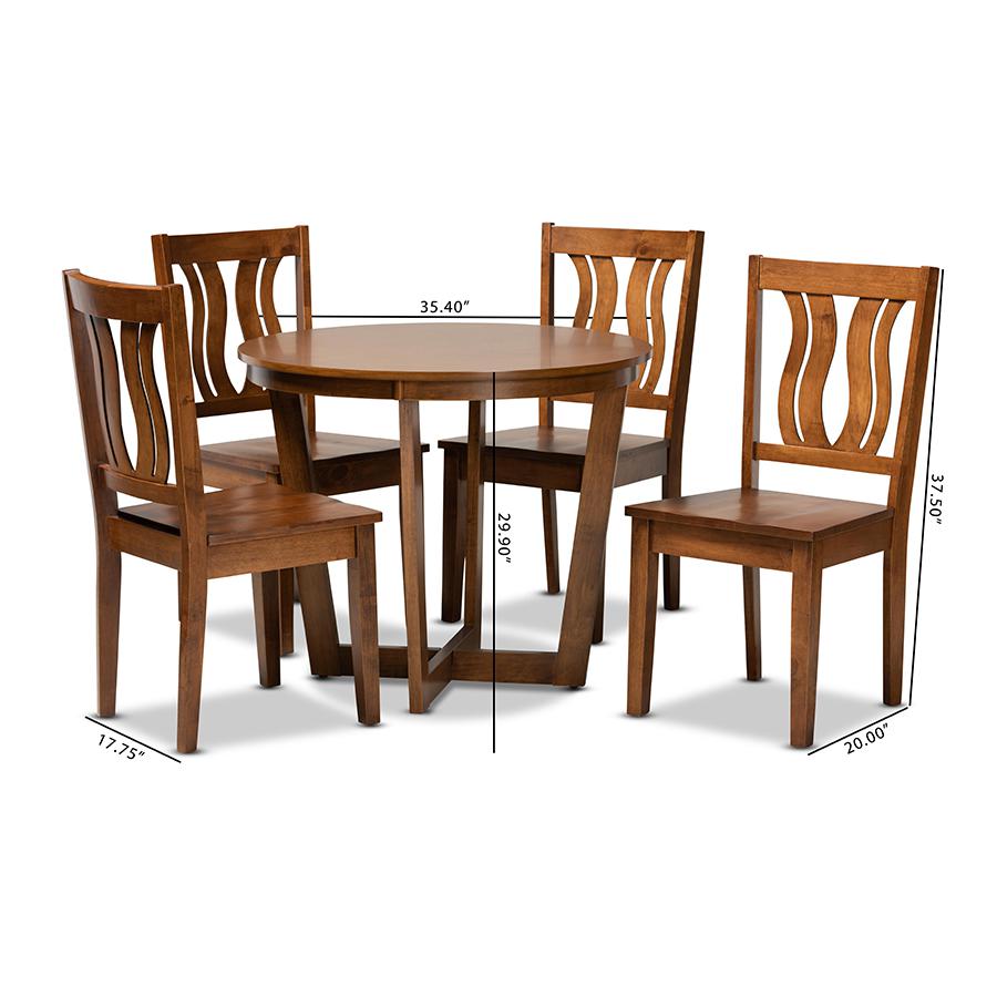 Transitional Walnut Brown Finished Wood 5-Piece Dining Set. Picture 9