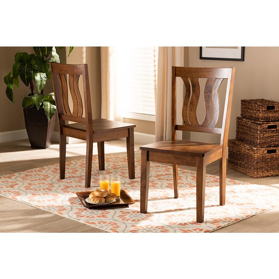Transitional Walnut Brown Finished Wood 2-Piece Dining Chair Set. Picture 6