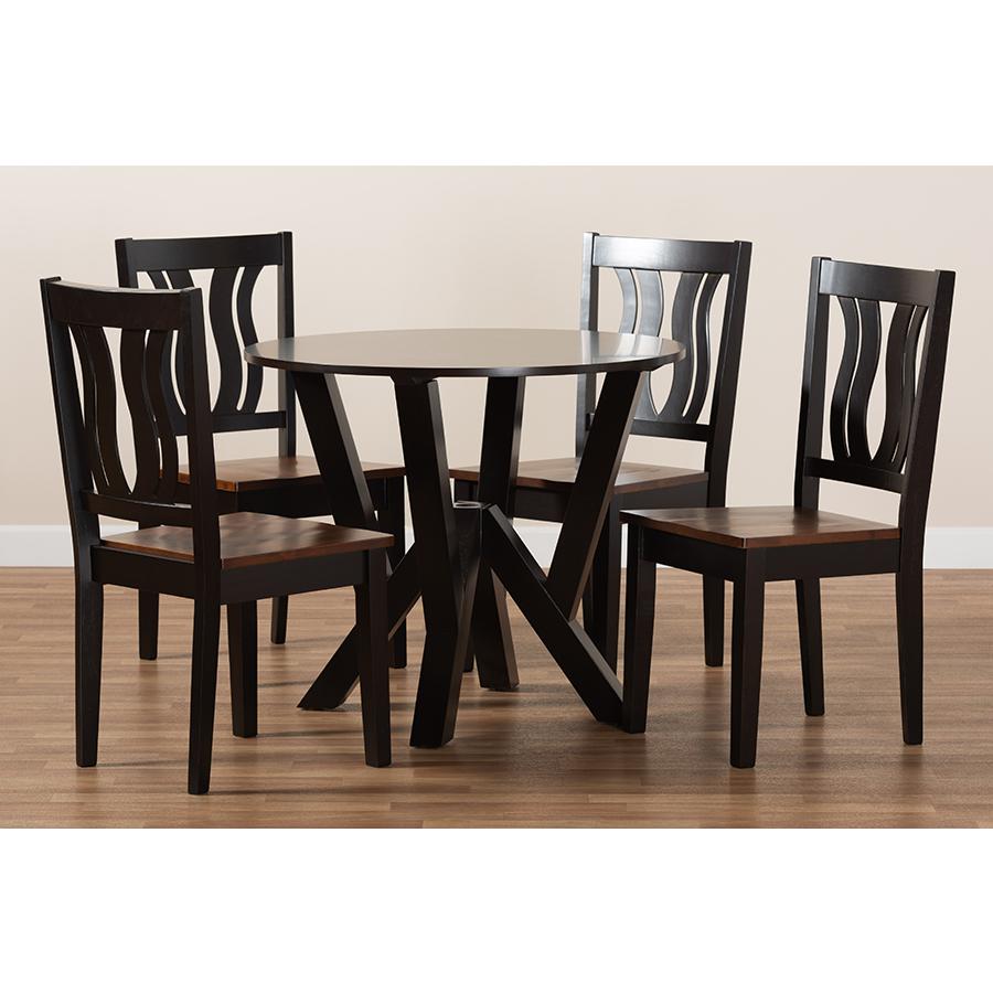 Walnut Brown Finished Wood 5-Piece Dining Set. Picture 8