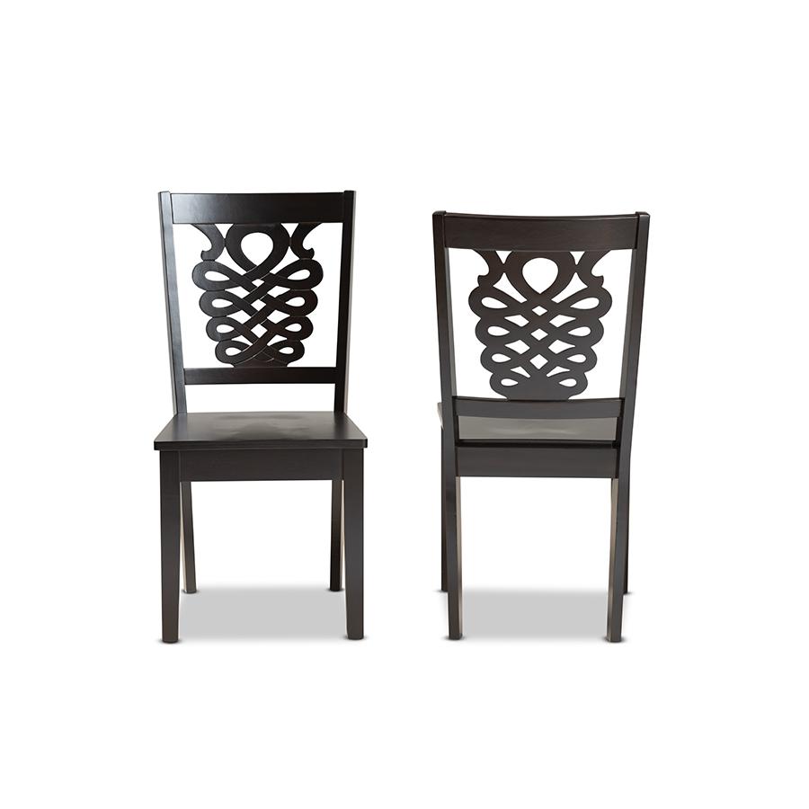 Transitional Dark Brown Finished Wood 2-Piece Dining Chair Set. Picture 2