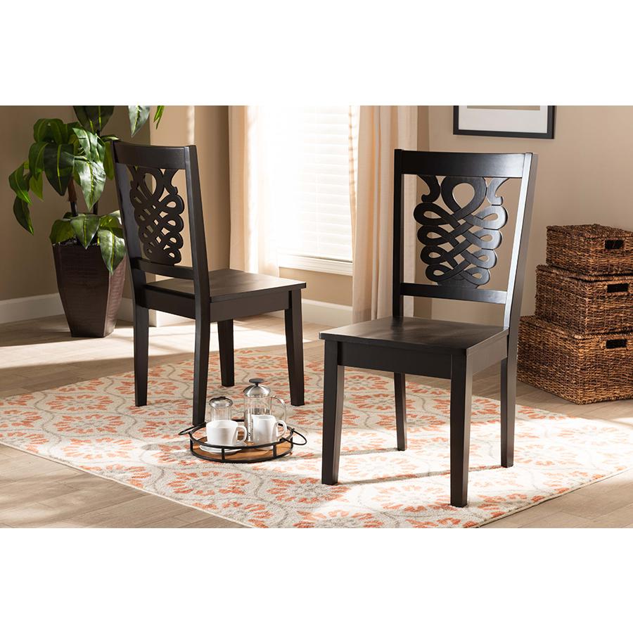 Transitional Dark Brown Finished Wood 2-Piece Dining Chair Set. Picture 6