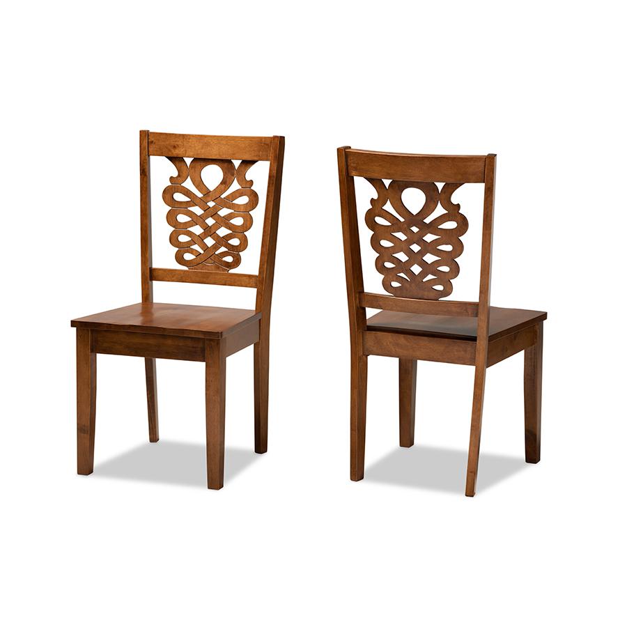 Baxton Studio Gervais Modern and Contemporary Transitional Walnut Brown Finished Wood 2-Piece Dining Chair Set. Picture 1