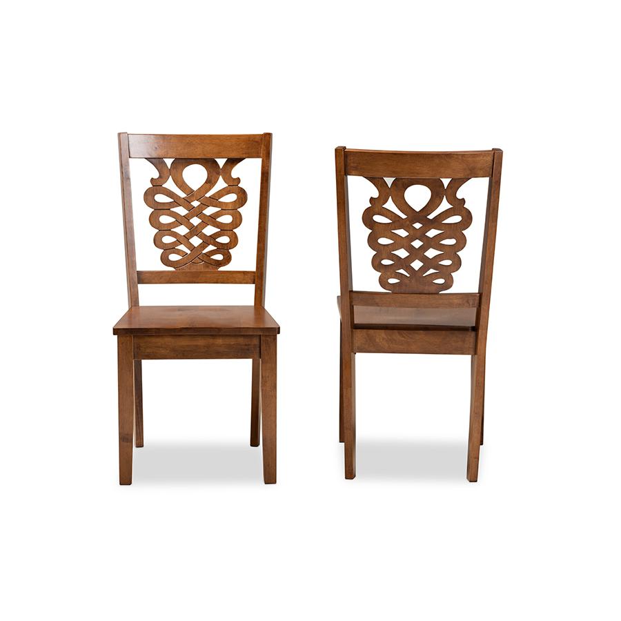 Baxton Studio Gervais Modern and Contemporary Transitional Walnut Brown Finished Wood 2-Piece Dining Chair Set. Picture 2