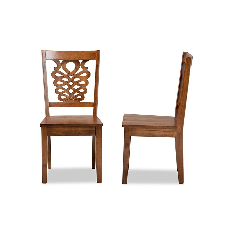Baxton Studio Gervais Modern and Contemporary Transitional Walnut Brown Finished Wood 2-Piece Dining Chair Set. Picture 3