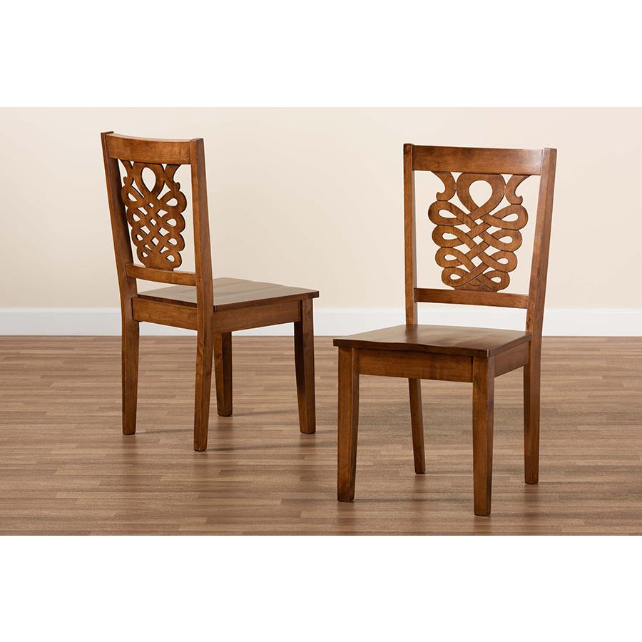 Transitional Walnut Brown Finished Wood 2-Piece Dining Chair Set. Picture 7