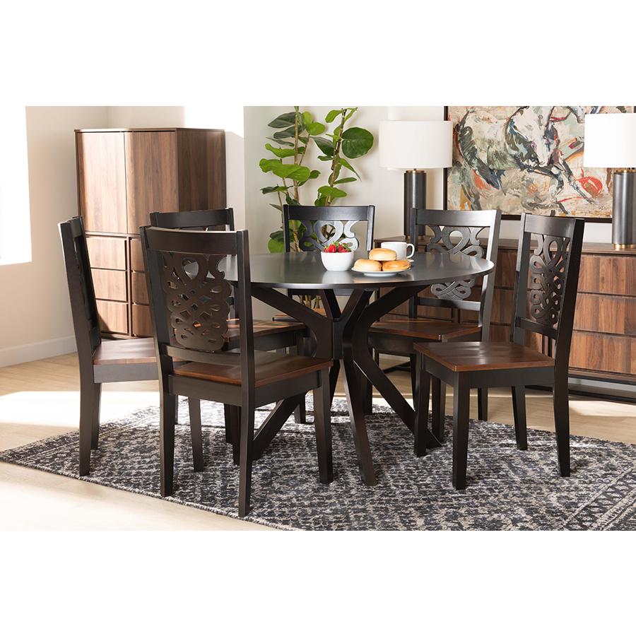 Walnut Brown Finished Wood 7-Piece Dining Set. Picture 7
