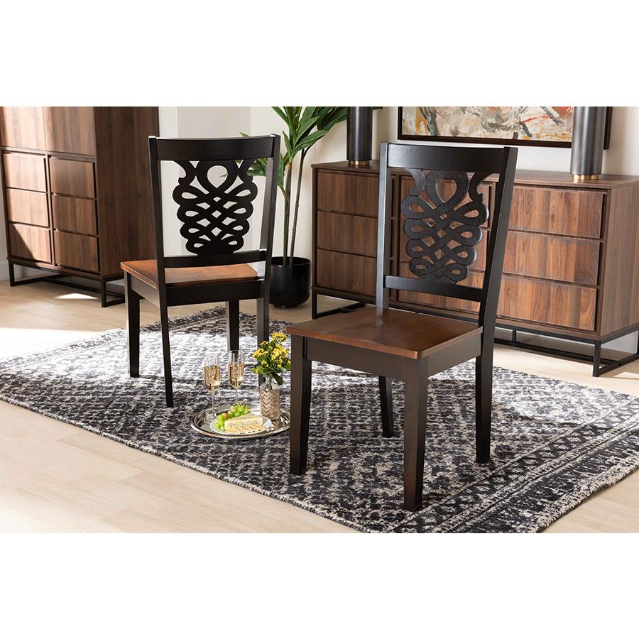 Walnut Brown Finished Wood 2-Piece Dining Chair Set. Picture 6