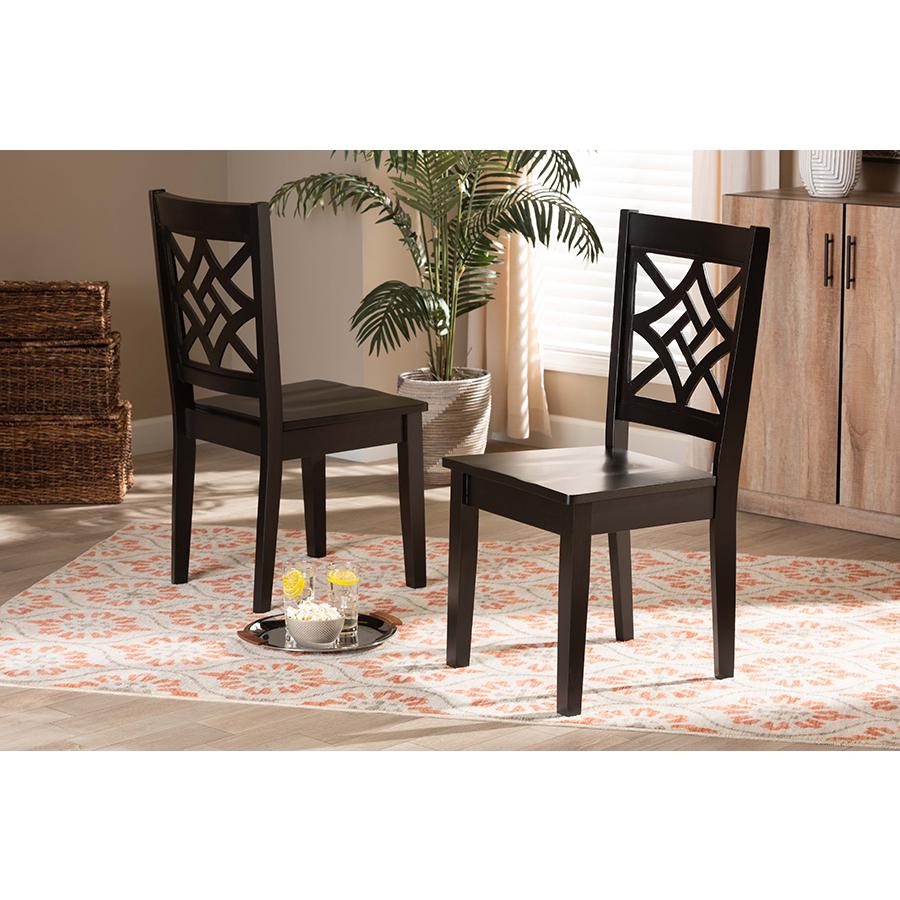 Dark Brown Finished Wood 2-Piece Dining Chair Set. Picture 6
