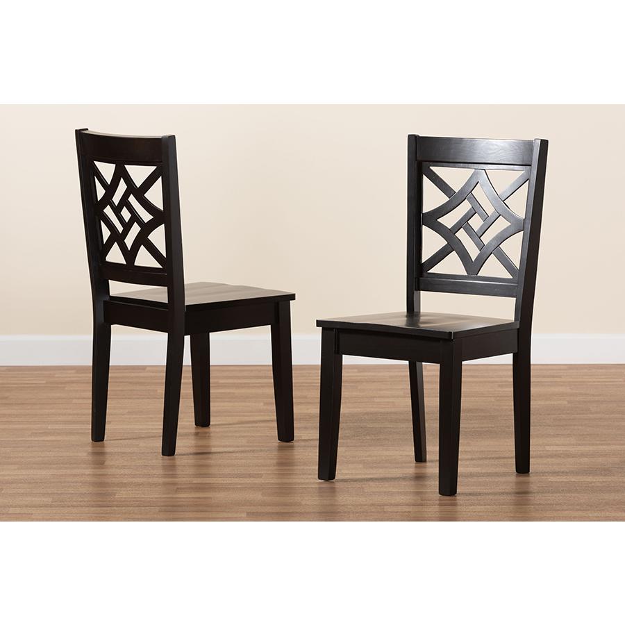 Dark Brown Finished Wood 2-Piece Dining Chair Set. Picture 7