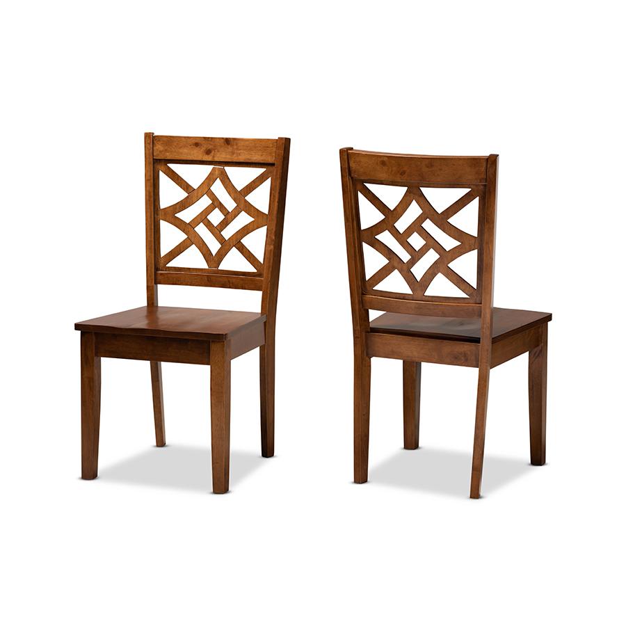 Walnut Brown Finished Wood 2-Piece Dining Chair Set. Picture 1