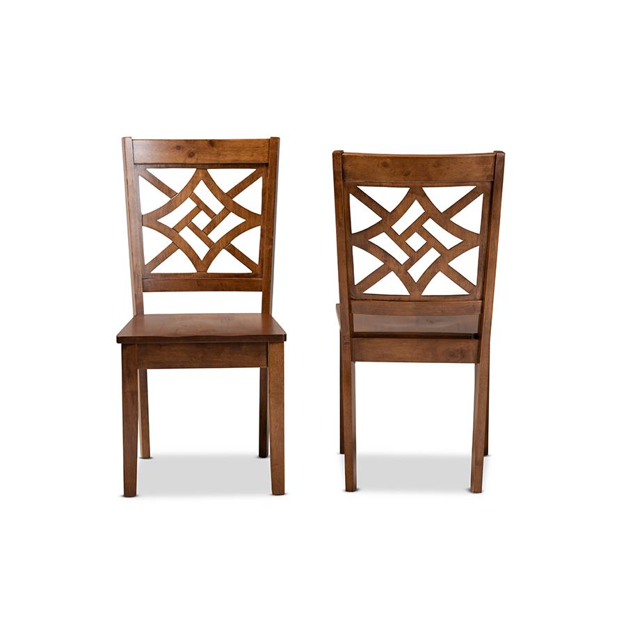 Walnut Brown Finished Wood 2-Piece Dining Chair Set. Picture 2
